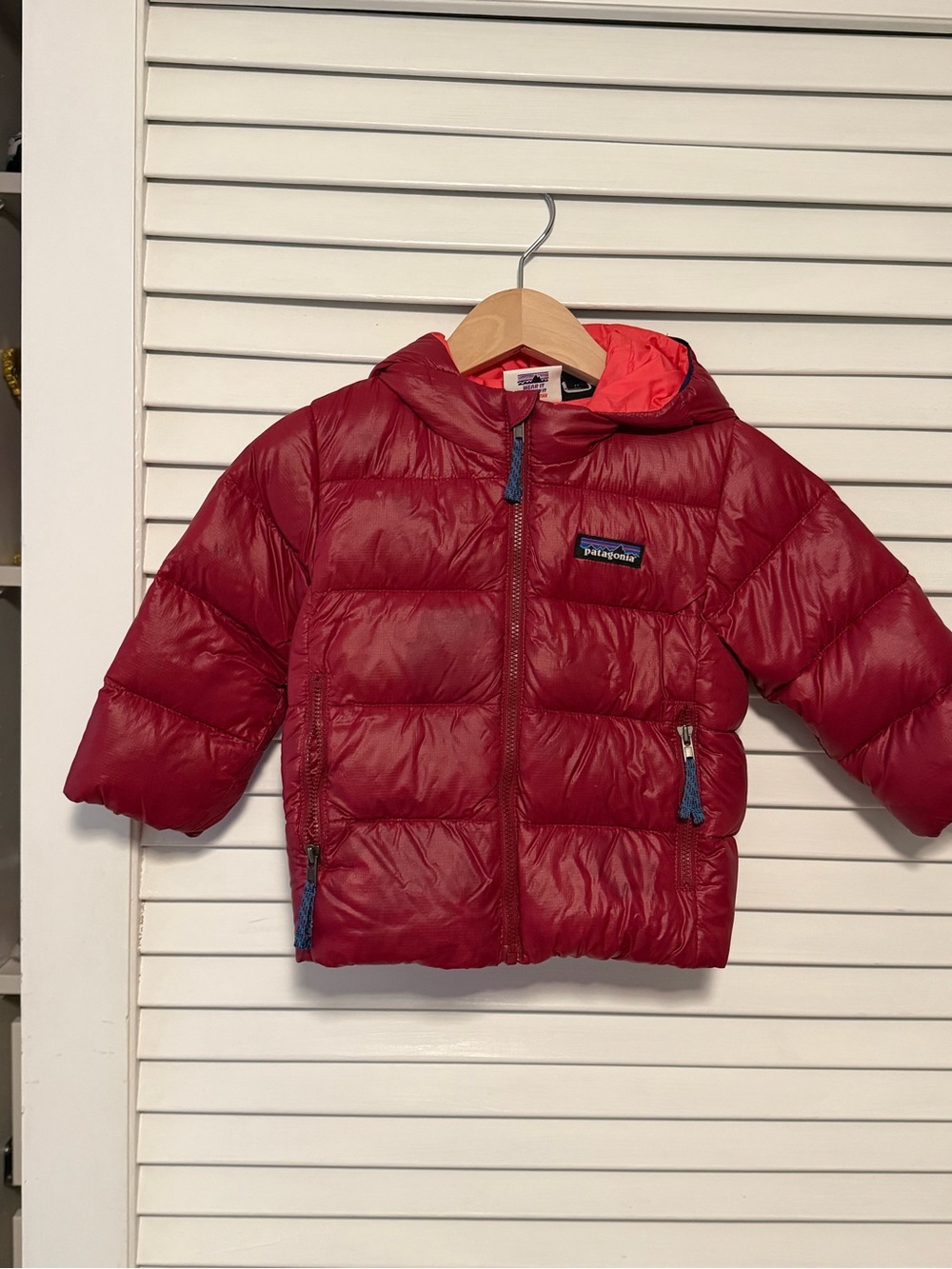 Patagonia Kids Red Hooded Down Puffer Jacket - Picture 1 of 3